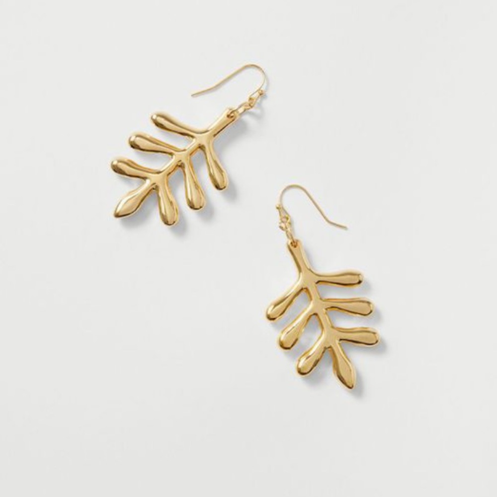 Ann Taylor Gold Metal Leaf Earrings